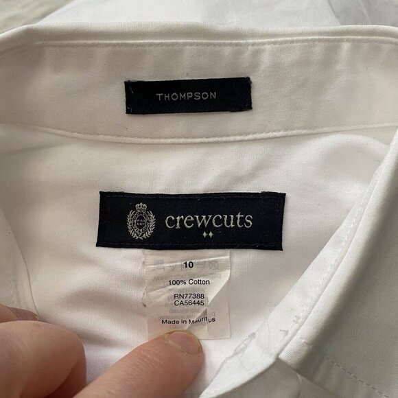 Crewcuts Boys Thompson White Button Up Oxford Shirt Size 10 Cotton Long Sleeves - Picture 5 of 6